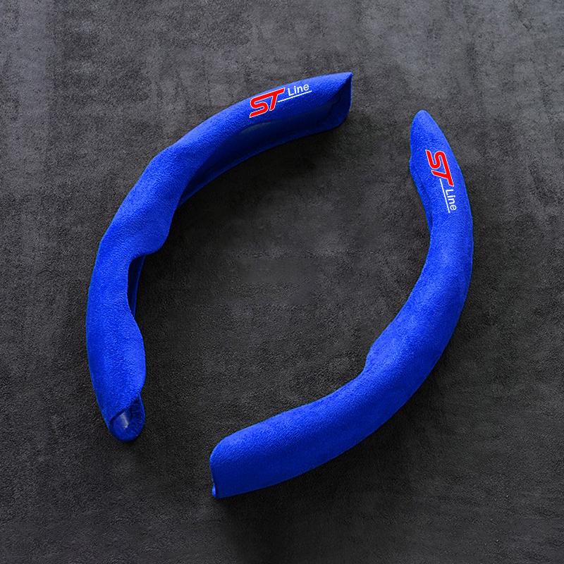 2Pcs Suede Non-Slip Car Steering Cover Wheel Booster Decoration Covers For Ford ST Focus Mk2 3 4 Edition Mondeo Fusion ST Line