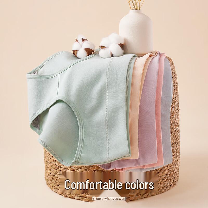 B.JOBSEN Women's Pure Cotton Breathable Antibacterial Underwear 4-Pack