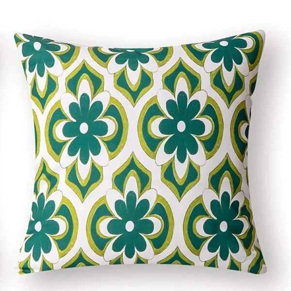 Bedroom Living Room Sofa Home Decor Cushion Cover Green White Geometric Pattern Petal Pillowcase
