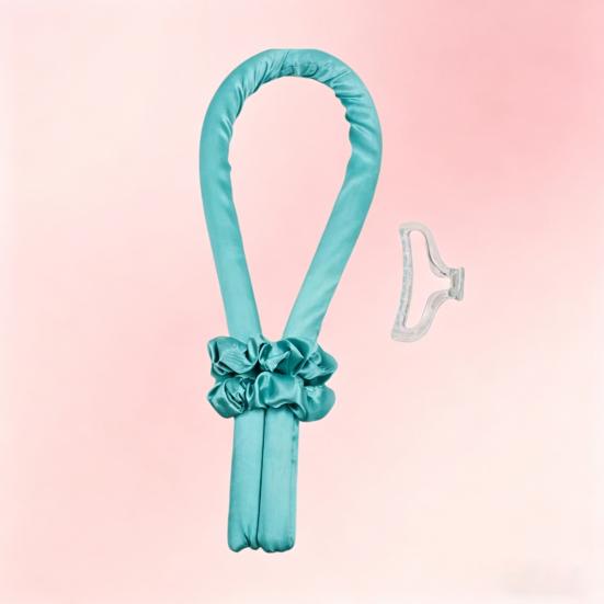 No Heat Hair Curling Rod Headband with 2 Scrunchies Claw Clip Overnight Sleeping Silk Ribbon Hair Curler Women Long Hair Curls Roller Styling Tool