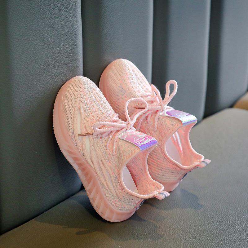 

Осенне-зимние новые сетчатые дышащие детские кроссовки для девочек из кокосовой стразовой кожи осенние кроссовки из сетки для бега 35 розовый