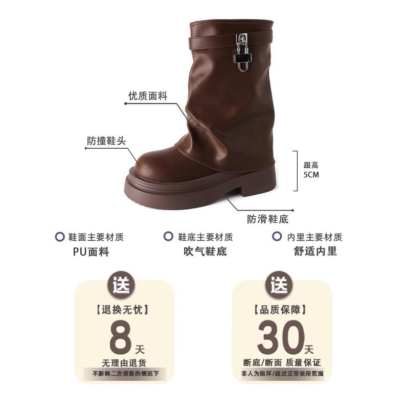 High Heel Martin Boots Internet Celebrity Short Boots Women's Summer Fashion Boots Foreign Thick Heel Leather Boots Retro Versatile Panties