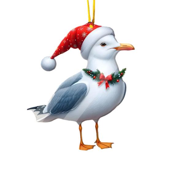 Christmas Ornaments for Tree Acrylic Cartoon Animal Car Rear Mirror Hanging Charm 2D Flat Cat/Dog/Bear/Rabbit Pendant for Tree Auto Interior Accessory