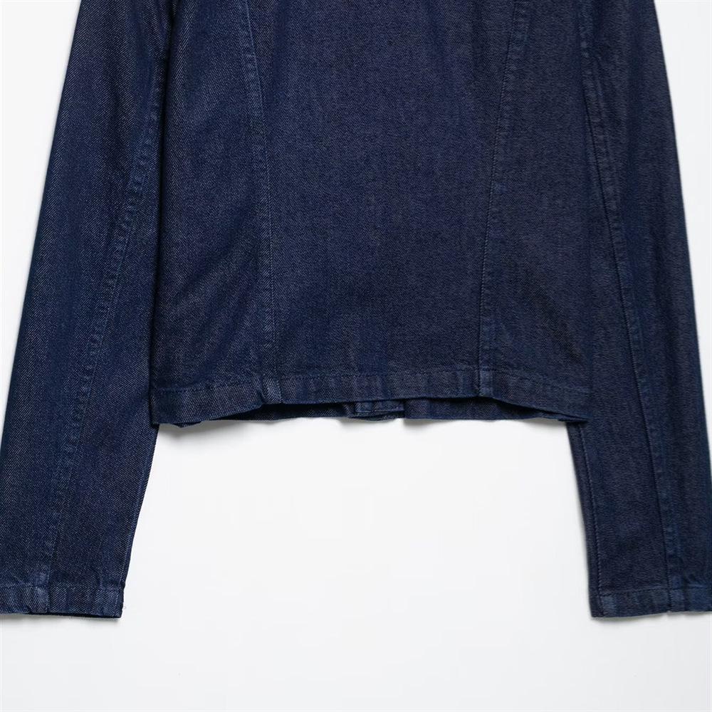 2025 Spring/Summer Women's Round Neck Denim Jacket & High-Waist Casual Shorts Set