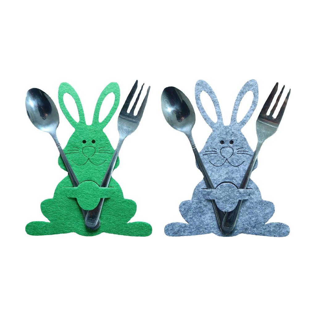 Satın alın 4 Pcs Easter Bunny Tableware Utensil Holders Knives Forks