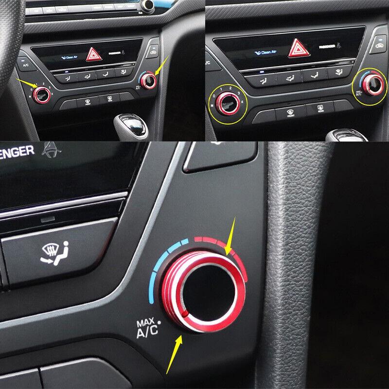 For Hyundai Elantra 2017-2018 Red Aluminum Console Air Conditioning Knob Trim 2X