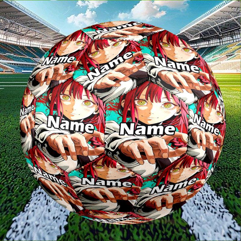 Custom Name Personalized Makima Chainsaw Man Print Size 5 Soccer Ball Training & Match Football, for Team, Kicking, Gift for Football Enthusiasts