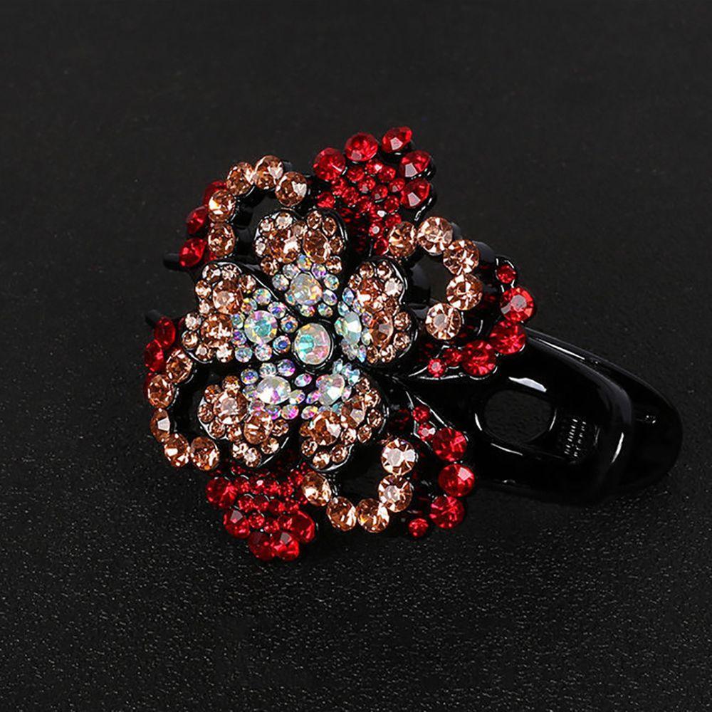 Acrylic Female Girls Rhinestone Hair Claw Flower Duckbill Clip Ponytail Holder Hair Accessories