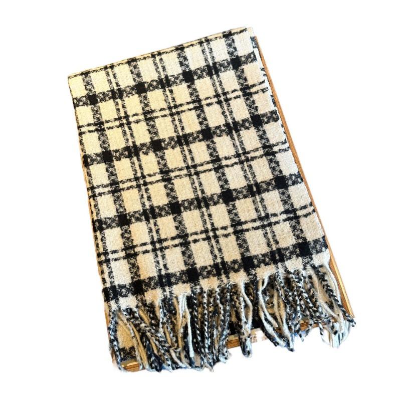 Premium Atmosphere Cross Grid Scarf Winter Versatile Warm Student Scarf British Street Style Scarf