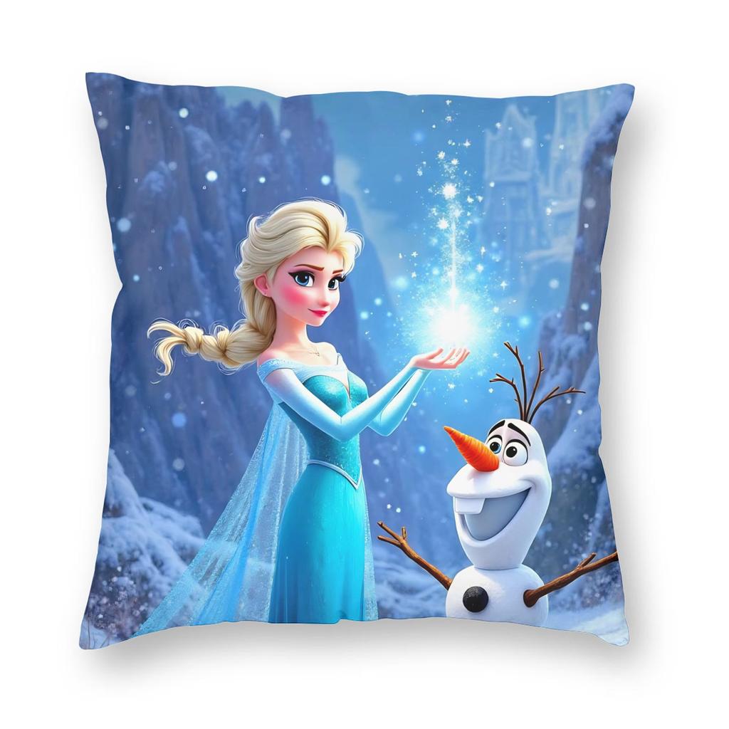 Frozen Princess Elsa  Pillowcase Printed Fabric Cushion Cover Gift Snow Queen Throw Pillow Case Cover Bed Square 18''
