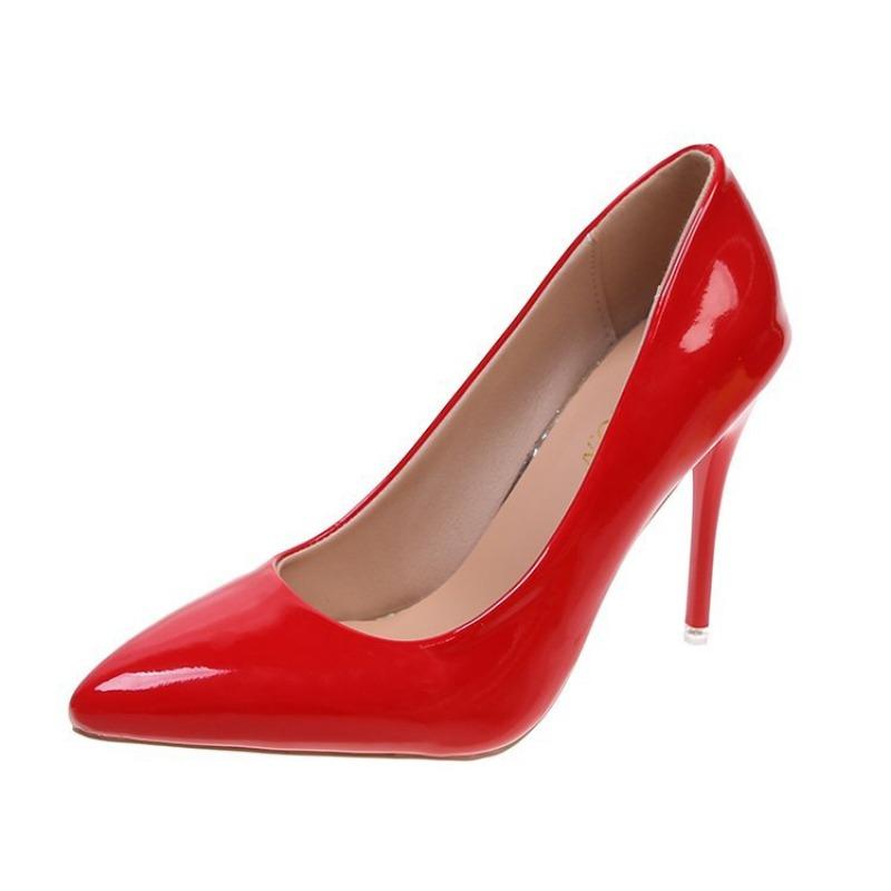 Large size stiletto casual single shoes for women, new patent leather fashion high heels for women in spring and autumn