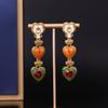 Retro Court Style Love Earrings Medieval Vintage Light Luxury Old Jewelry Set Premium Diamond Stud Earrings