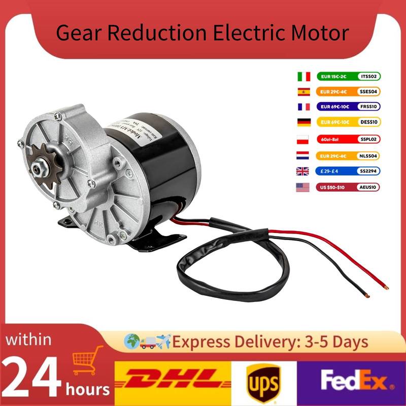 Moteur Électrique 250W 12V à Réduction par Engrenages Moteur CC à Balais Moteur à Balais MY1016Z pour Scooters & Vélos Électriques