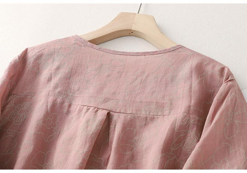 Summer Cotton Linen Patchwork Organza Shirt - Retro Artistic Zen Tea Ceremony Loose Top for Women