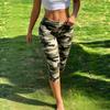 Women's Y2K Black Slim-Fit Cropped Trousers with Side Slits, Fitness Pants