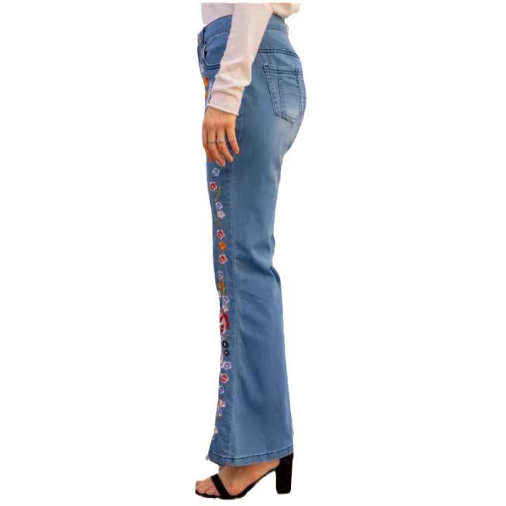 European And American Style Women'S Jeans Embroidered Slim Fit And Slimming Washed Flared Pants Jeans For Women