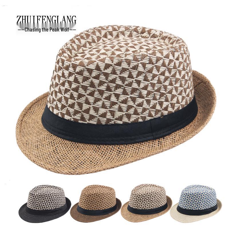 Summer Wool Knit Mesh Fedora Hat with Leather Band