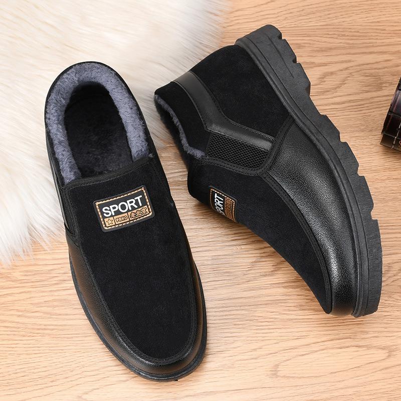 Old North cloth shoes men's cotton shoes winter high-top velvet warm dad shoes non-slip and wear-resistant thickened medium and old men's shoes