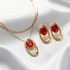 European and American Hot-selling Fashion Versatile Simple Niche Oval Geometric Stud Earrings Necklace Ring Set