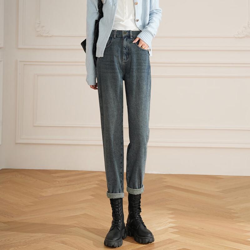 Bailuyu Distressed Retro High-Waist Harem Jeans XL серо-синий