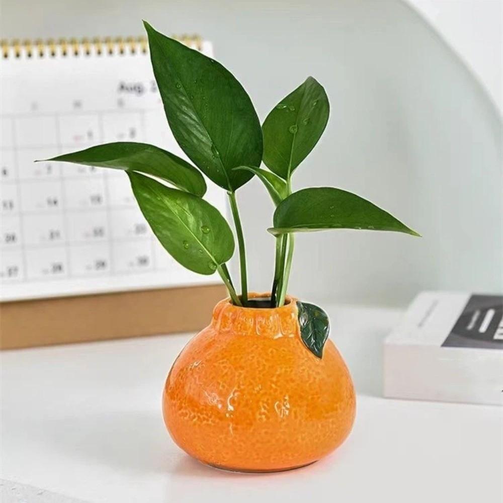 Ceramic Simulated Orange Vase Art Vase Fruit Shape Vase Flower Holder  Tabletop Decor