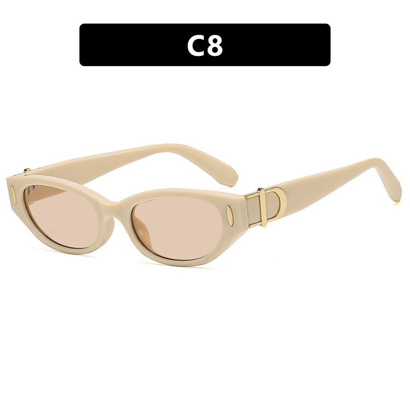 Rice Nail Small Frame Cat Eye Sunglasses New Street Photography Women's Versatile Trendy and Fashionable UV Resistant Glasses