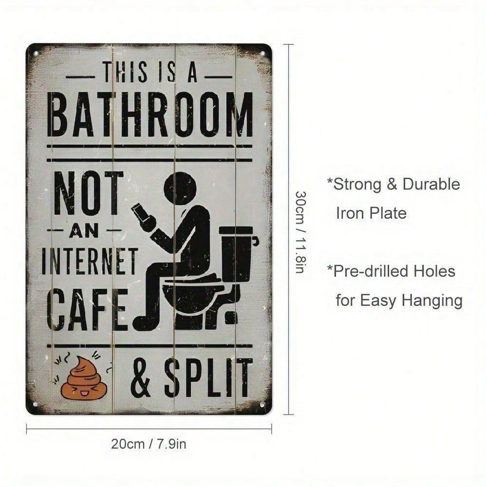 Vintage Metal Poster Wall Art, Rusty Tin Sign for Toilet Bathroom