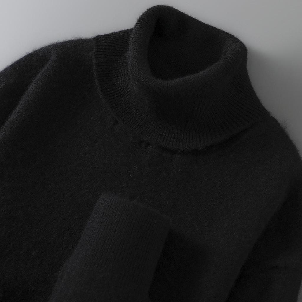 100% Pure Wool Men's High Neck Loose Knit Cashmere Sweater - Autumn/Winter Pullover Sweater