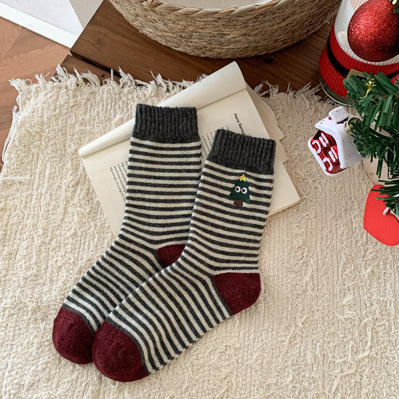 Cartoon Christmas Wool Socks For Kids Winter Thickening Warm Socks Piled Up With Cute Socks