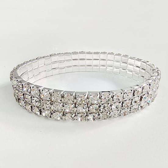 1 Set Damen Schmuckset Luxuriös Elegant Glänzend Voll Strassbesetzt Funkelnd Aufmachung Geschenk Einfache Braut Halskette Armband