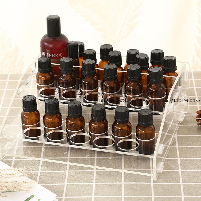 Desktop Essential Oil Storage Box Rack Acrylic Display Essential OIl Organization Multi Compartment Assembly Style