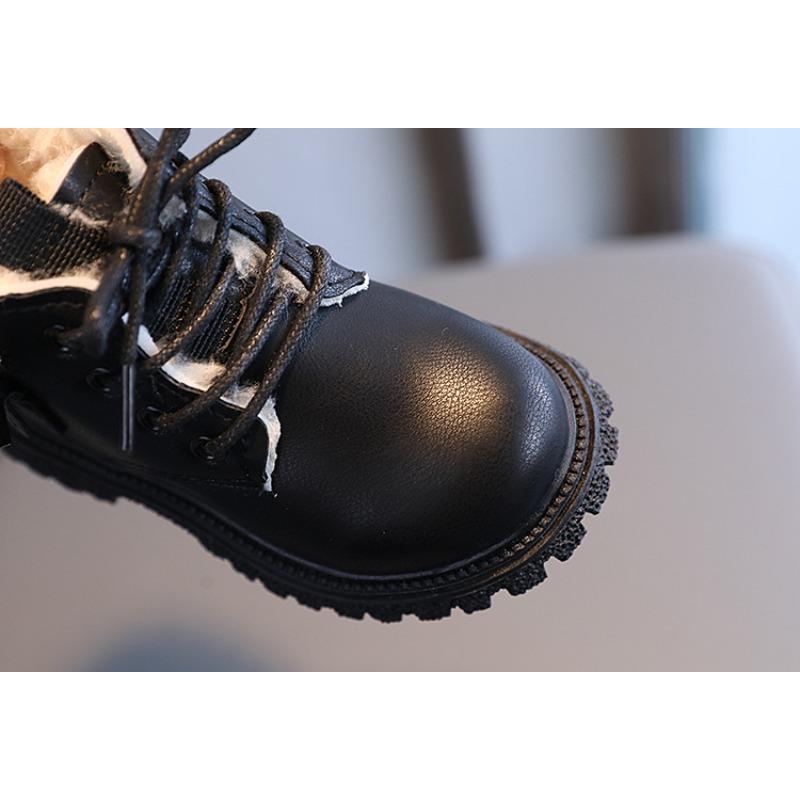 New Winter Children's British Short Boots – Boys' Fashion Plush-Lined, Girls' Side-Zipper Soft-Sole Cotton Boots