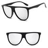 Black Oversized Shadow Sunglasses Flat Top Shield Womens Elegant Highquality Eyewear