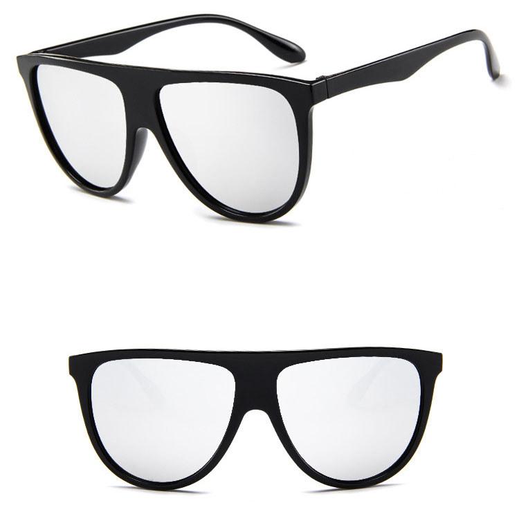 Black Oversized Shadow Sunglasses Flat Top Shield Womens Elegant Highquality Eyewear