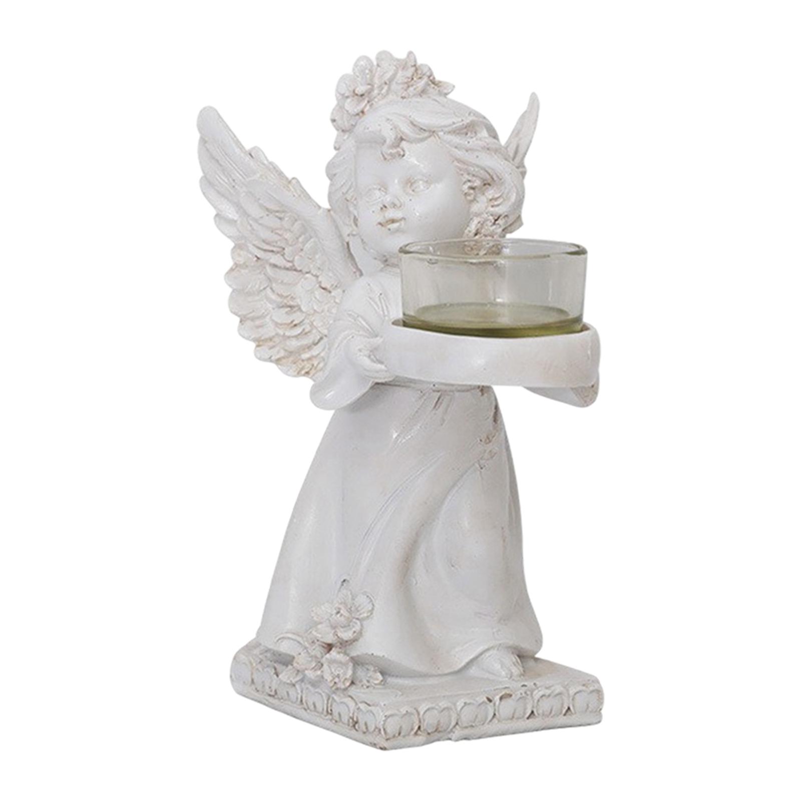 Resin Angel Candle Holder, Figurine Angel Statue for Wedding Remembrance Funeral Grief Right