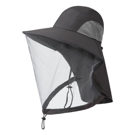 

Fishing Bee-Proof Outdoor Anti-Mosquito Breathable Mesh Hat Insect-Proof Hat Shawl Design Wide темно-серого