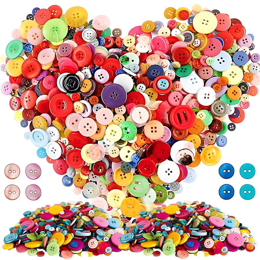 90/180pcs Round Plastic Buttons 0.7-2.5cm Assorted Sizes & Colors for DIY Crafts, Sewing, Knitting, Clothing Decoration