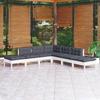 7-piece Garden Set with Cushions Pine Wood