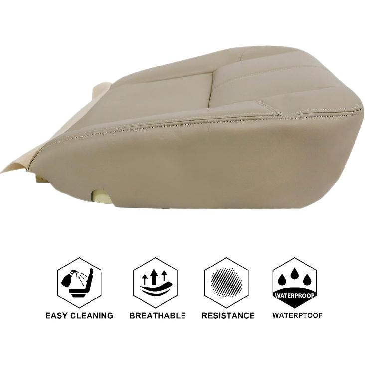 NLQR Front Driver or Passenger Bottom Replacement Seat Cover, Light Cashmere Tan 333 Compatible with Chevy Silverado Tahoe Suburban Avalanche GMC