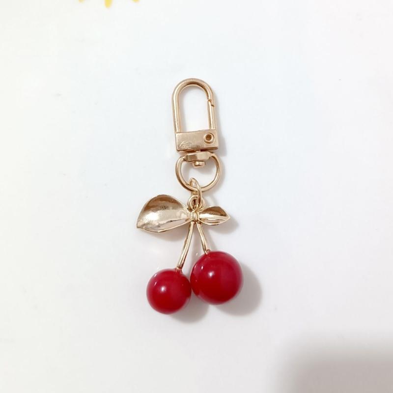 Cherry Bag Pendant Bag Charm Resin Cherry Keyring Fashion Alloy Jewelry Key Accessory Present for Fashion Women Girls