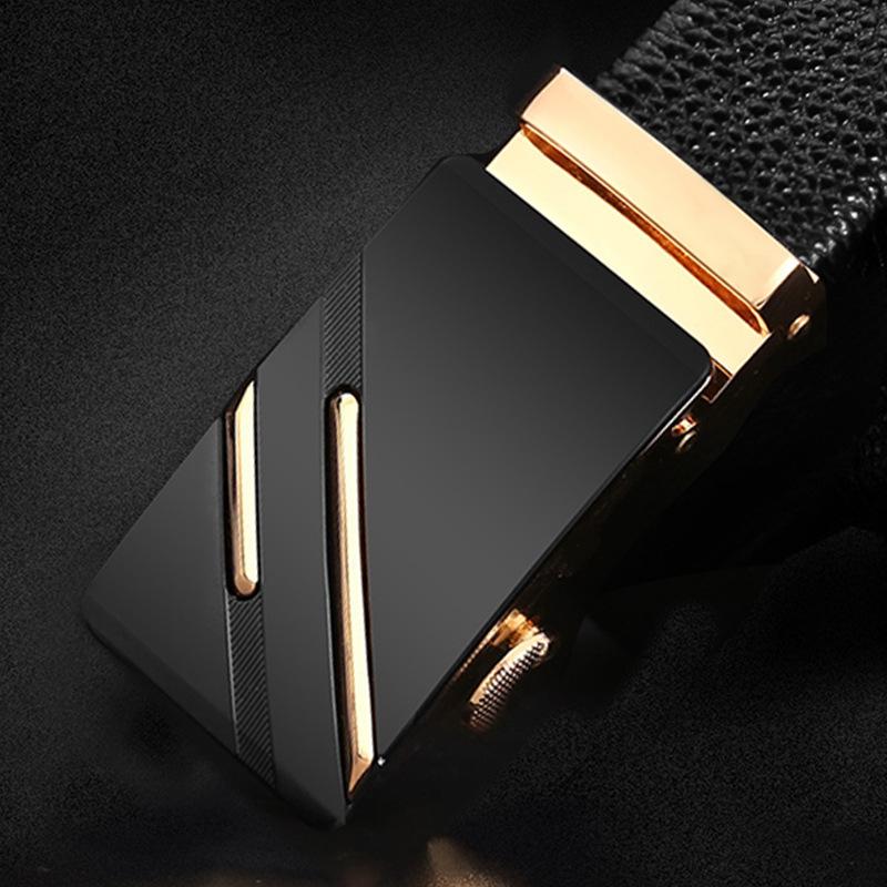 Men'S Cowhide Belt High-End Automatic Buckle Leather Belt Men'S Middle-Aged And Young Leisure Business Belt Men