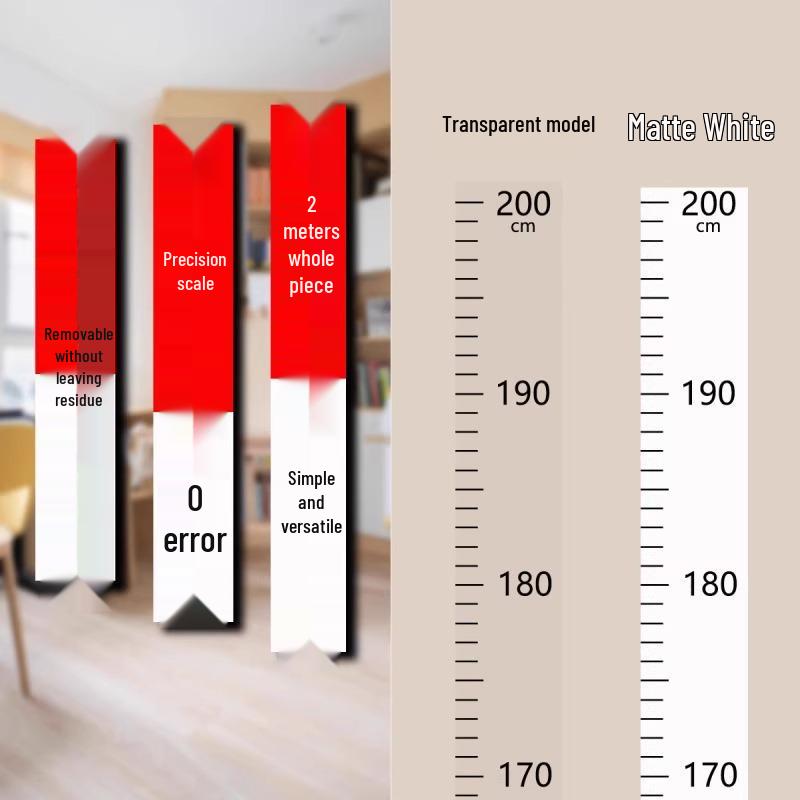 Transparent Removable Wall Height Chart Stickers for Children - Accurate Measurement Without Damaging Walls