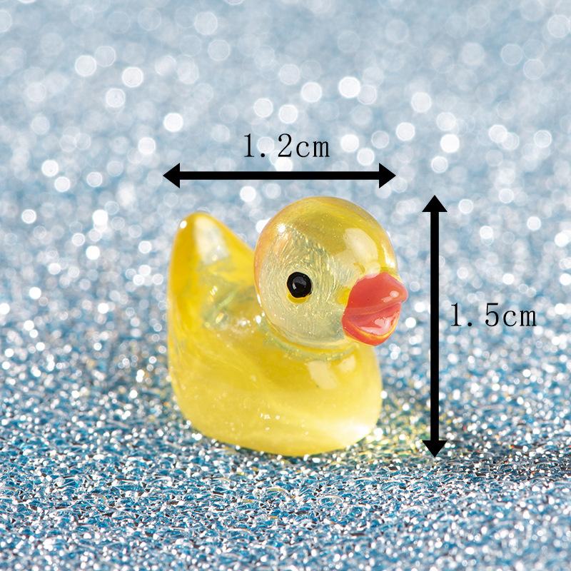 20Pcs Glow-in-the-Dark Duck Figurines - Resin Mini Ornaments for Fairy Garden DIY Art Crafts Micro Landscape Decor