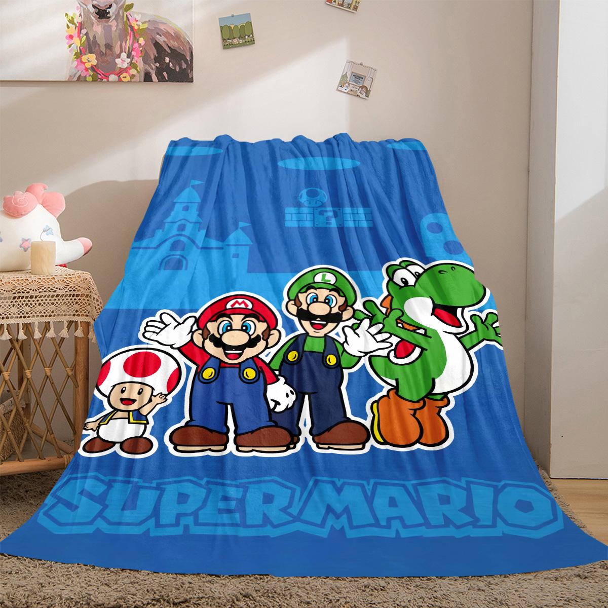 Mario Bros Soft Flannel Blanket Lightweight Cozy Microfiber Blanket for Couch Bed LXR97 75x90cm
