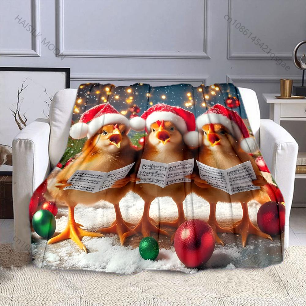 Festive Chicks Singing with Music Pattern Blanket Flannel Material Soft Warm for All Seasons Home Outdoor Camping Picnics RV