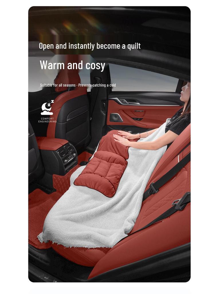 Winter Headrest & Lumbar Support Pillow for AITO M7/M9/M5 - Plush Lambswool Two-in-One Blanket