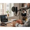 Audio-Technica AT2035 Cardioid Condenser Microphone Bundle with Boom Stand XLR Cable Pop Filter and Polishing Cloth