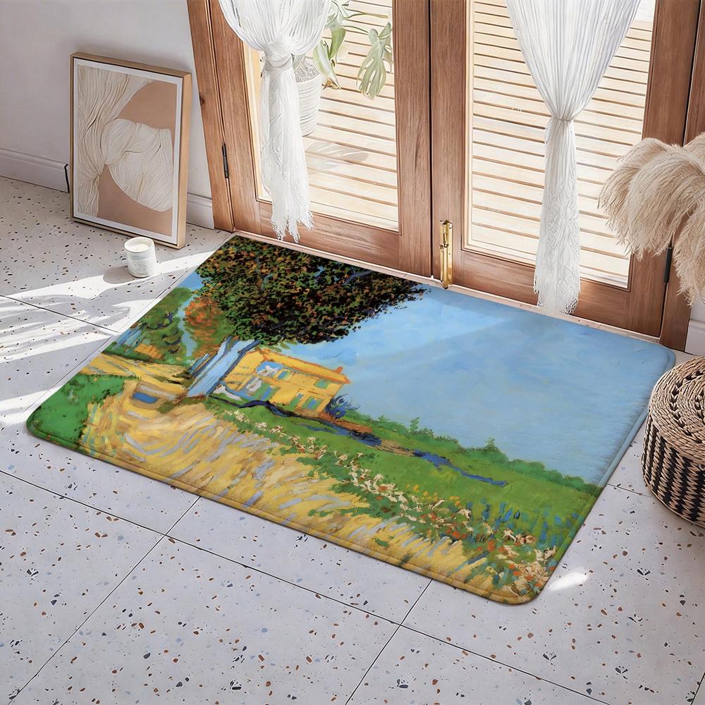 Pretty Famous V Van Gogh Art Floor Mat Eco  Flannel Doormat Non Slip Odorless Indoor Floor Rug Soft Short Plush Home Mat