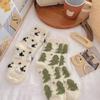 3 Pairs Cute Cow Spots Print Socks, Thickened & Warm Coral Fleece Socks, Women's Stockings & Hosiery