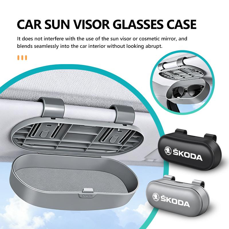Auto Sonnenblende Brillenetui Kratzfest Brillen Schutzbox Für Skoda Fabia Kodiaq Kamiq Superb Yeti Octavia Enyaq Rapid